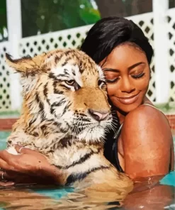 Girl Hugging Tiger Diamond Painting