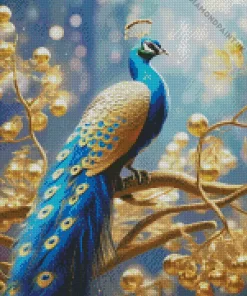 Golden Peacock Bird Diamond Painting