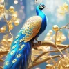 Golden Peacock Bird Diamond Painting