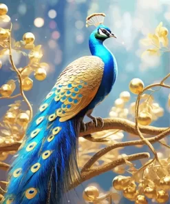 Golden Peacock Bird Diamond Painting