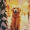 Golden Retriever In Snow Diamond Painting