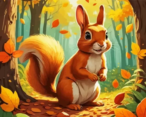 Golden Squirrel Diamond Painting