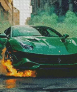 Green Ferrari 488 Diamond Painting