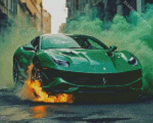 Green Ferrari 488 Diamond Painting