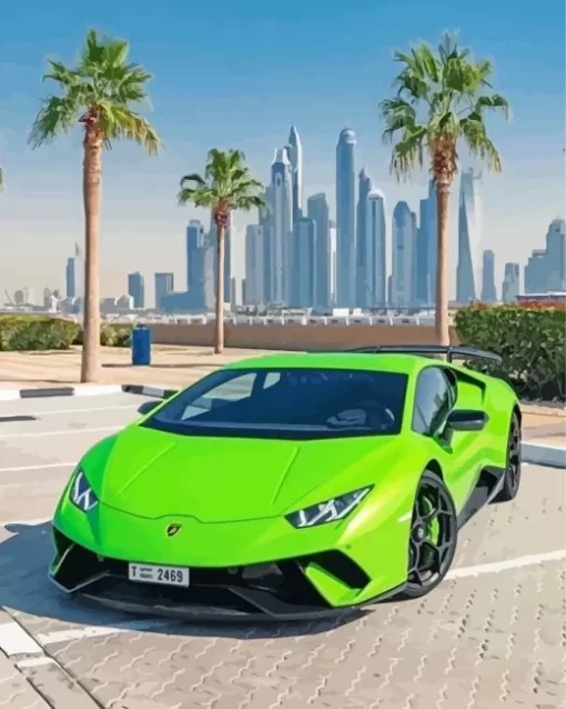 Green Lamborghini Diamond Painting