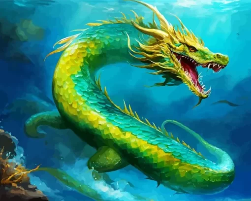 Green Sea Dragon Diamond Painting