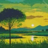 Green Sunset Diamond Painting