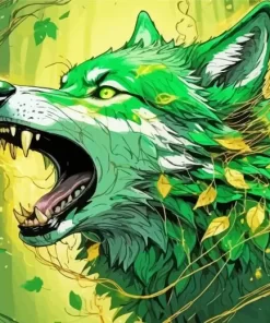 Green Wolf Art Diamond Painting