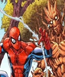 Groot And Spider Man Heroes Diamond Painting