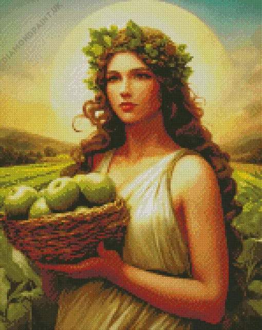 Italian Lady Carrying Green Apples Diamond Painting