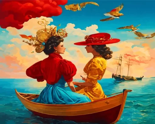 Ladies On Boat Art Diamond Painting