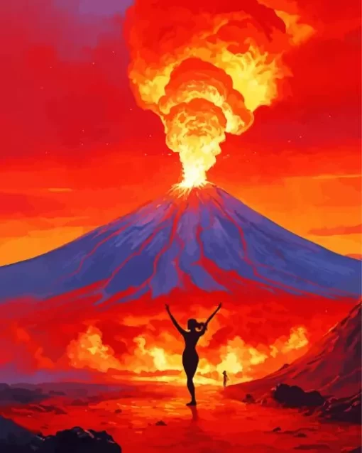 Lady Enjoying The Volcano Diamond Painting