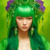 Lady With Green Hair Diamond Painting