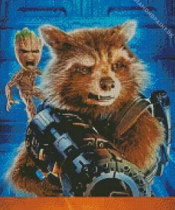 Mad Groot Rocket Racoon Diamond Painting