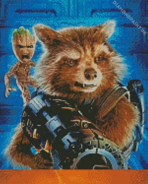 Mad Groot Rocket Racoon Diamond Painting