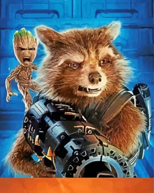 Mad Groot Rocket Racoon Diamond Painting