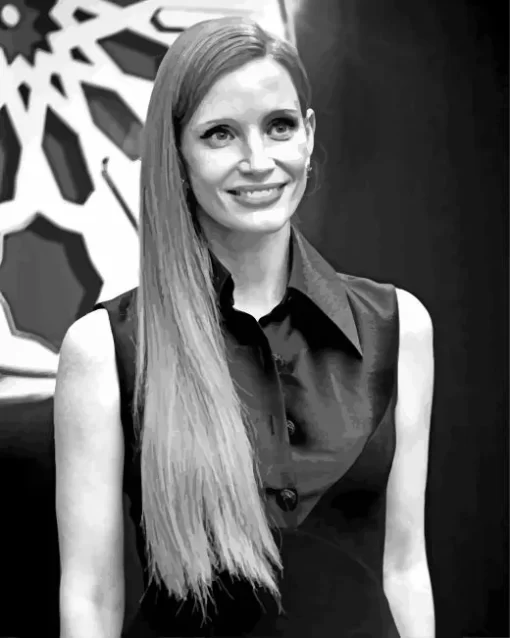 Monochrome Jessica Chastain Diamond Painting