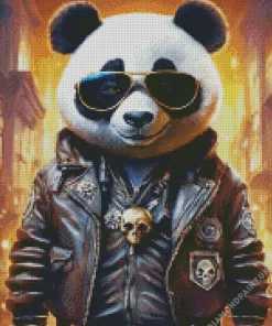 Panda Bear Wearing Glasses Diamond Painting