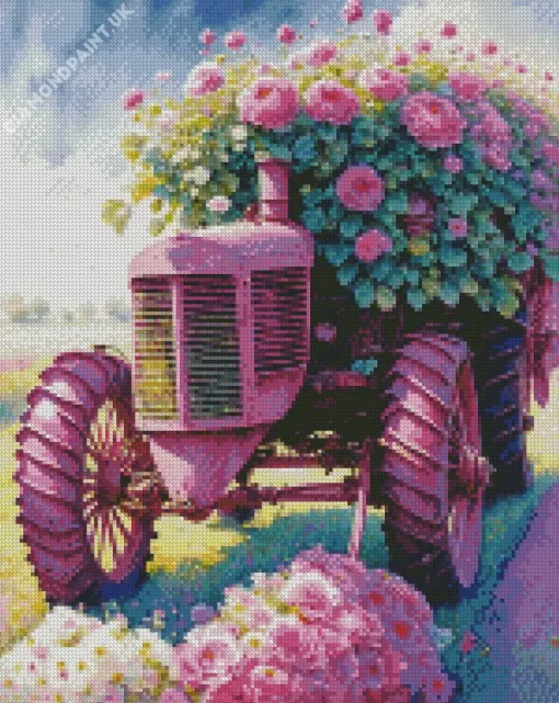 Pink Tractor Diamond Painting