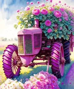 Pink Tractor Diamond Painting