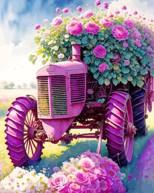 Pink Tractor Diamond Painting