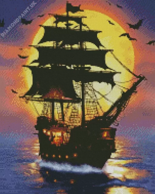 Pirate Ship Silhouette Diamond Painting