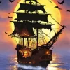 Pirate Ship Silhouette Diamond Painting