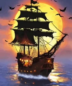 Pirate Ship Silhouette Diamond Painting