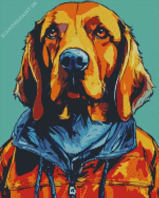 Red Bloodhound Diamond Painting