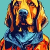 Red Bloodhound Diamond Painting