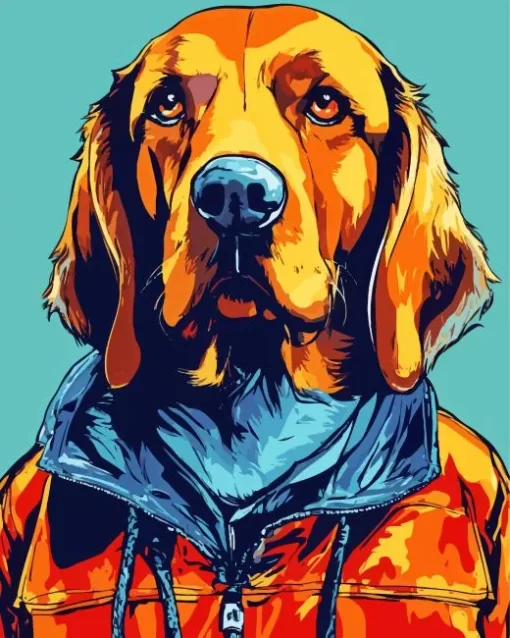 Red Bloodhound Diamond Painting