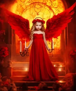 Red Girl Angel Diamond Painting