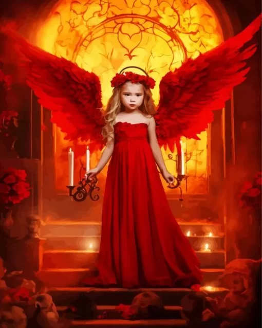 Red Girl Angel Diamond Painting