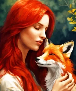 Redhead Lady And Fox Diamond Painting