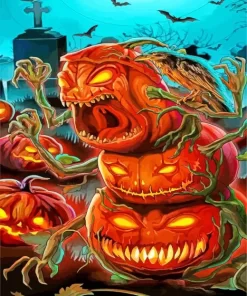 Scary Evil Pumpkins Diamond Painting