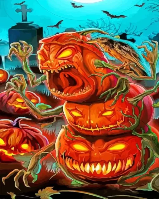 Scary Evil Pumpkins Diamond Painting