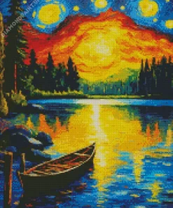 Starry Night Lake Diamond Painting