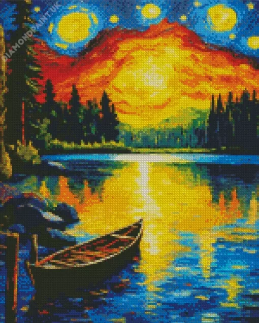 Starry Night Lake Diamond Painting