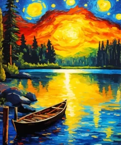 Starry Night Lake Diamond Painting