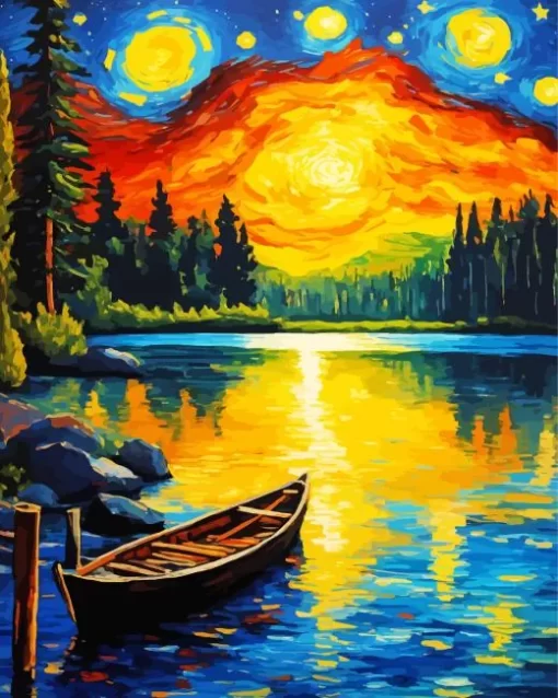 Starry Night Lake Diamond Painting