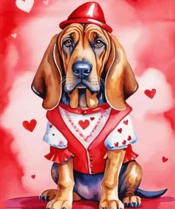 Valentines Bloodhound Diamond Painting