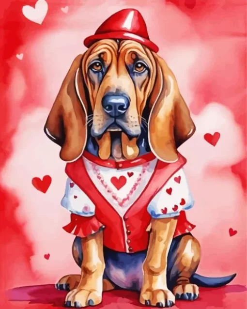 Valentines Bloodhound Diamond Painting