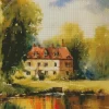 Vintage House And Lake Diamond Painting