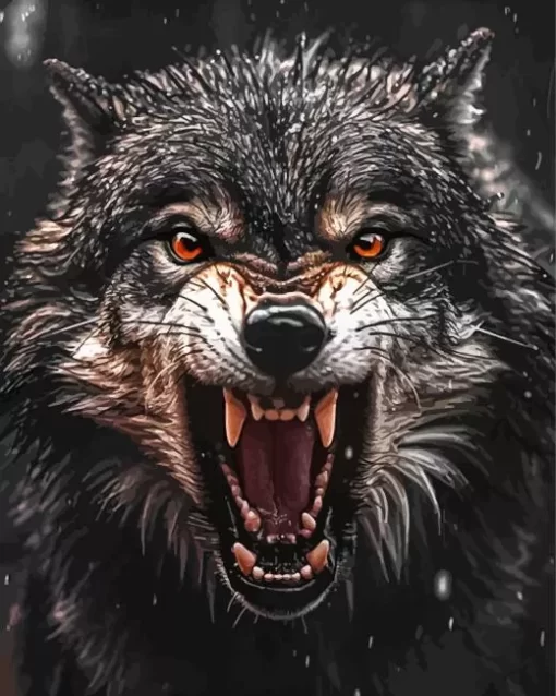 Wild Growling Wolf Art Diamond Painting