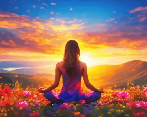 Yoga Girl Sunset Diamond Painting