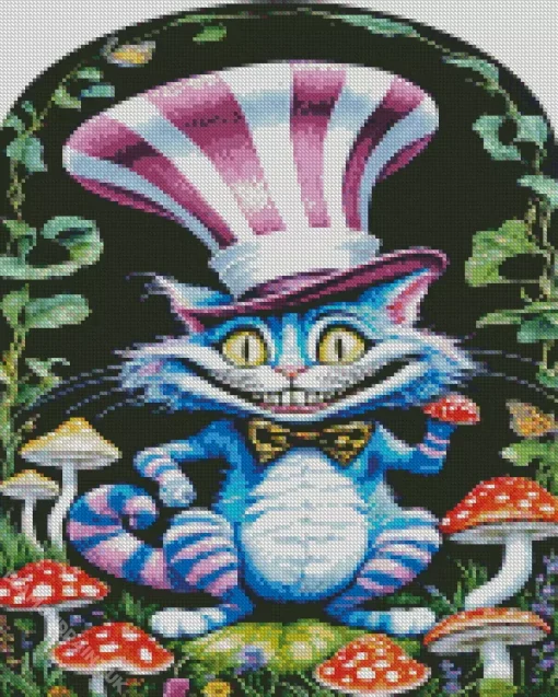 Alice In Wonderland Blue Cheshire Cat Diamond Painting