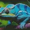 Blue Chameleon On Branch Diamond Painting