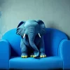 Blue Elephant On Sofa Diamond Painting