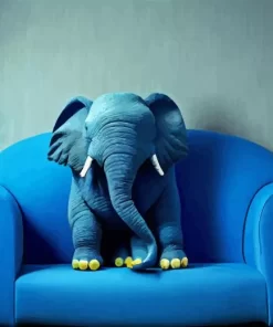 Blue Elephant On Sofa Diamond Painting