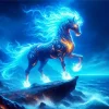 Blue Fire Horse Diamond Painting